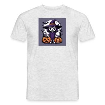 Sorcière mignonne Halloween citrouille cadeau cimetière - T-shirt homme - gris chiné - Devant - AI Model Male 178 dark (178cm)