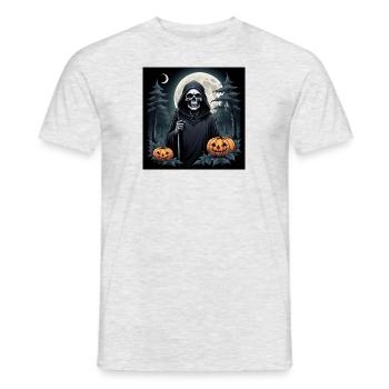Grim Reaper Pumpkin Halloween Moon Costume Cemetery - Men's T-Shirt - heather grey - Front - AI Model Male 178 dark (178cm)
