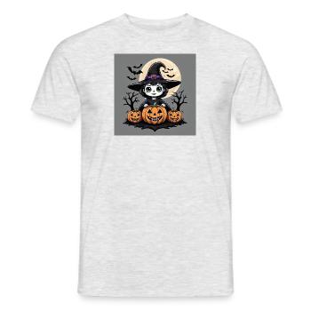 Witch Ghost Halloween Pumpkin Bat - Men's T-Shirt - heather grey - Front - AI Model Male 178 dark (178cm)