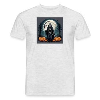 Grim Reaper Pumpkin Halloween Moon Costume Cemetery - Men's T-Shirt - heather grey - Front - AI Model Male 178 dark (178cm)