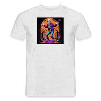 Skeleton Halloween Dance Cemetery Pumpkin Retro - Men's T-Shirt - heather grey - Front - AI Model Male 178 dark (178cm)