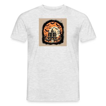 Ghost Castle Halloween Pumpkin Bat - Men's T-Shirt - heather grey - Front - AI Model Male 178 dark (178cm)