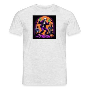 Skeleton Halloween Dance Cemetery Pumpkin Retro - Men's T-Shirt - heather grey - Front - AI Model Male 178 dark (178cm)