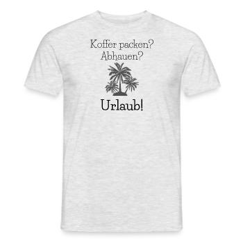 Palme Urlaubsmotiv Koffer packen? Abhauen? Urlaub! - Männer T-Shirt - Grau meliert - Vorne - AI Model Male 178 dark (178cm)