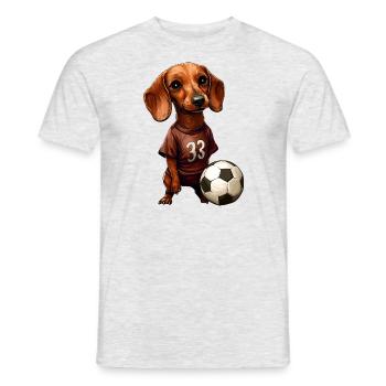 Footballer Dachshund - Men's T-Shirt - heather grey - Front - AI Model Male 178 dark (178cm)