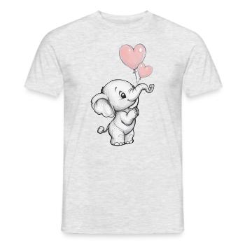 Elefant mit Herz-Luftballons - Männer T-Shirt - Grau meliert - Vorne - AI Model Male 178 dark (178cm)