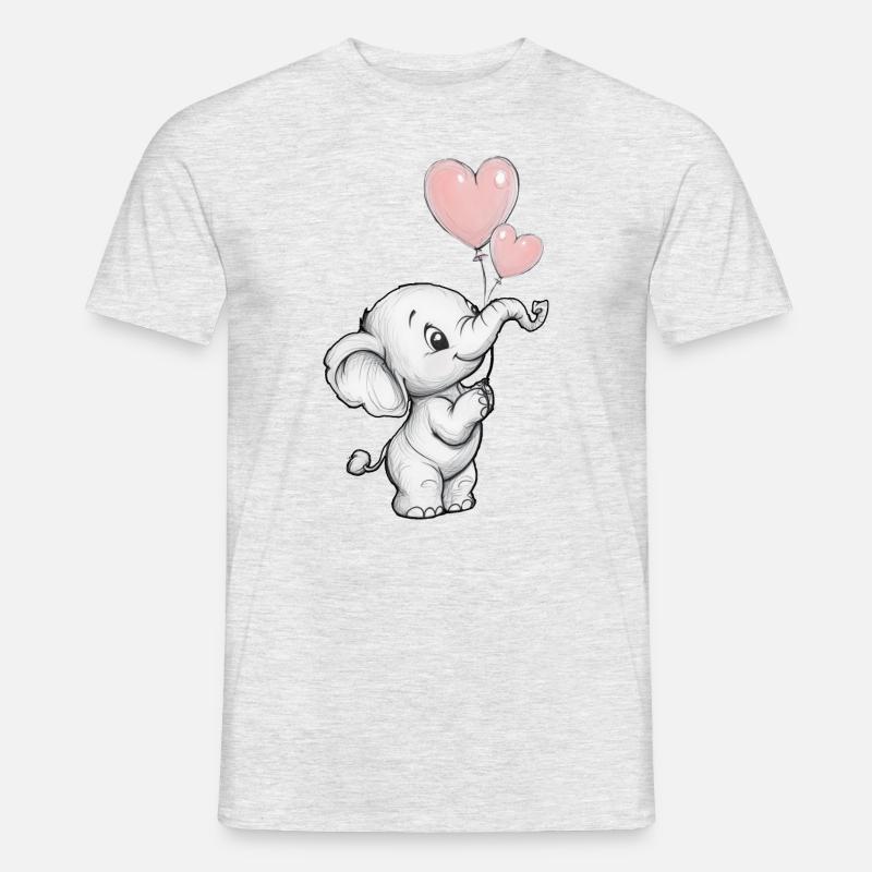 Elefant mit Herz-Luftballons - Männer T-Shirt - Grau meliert