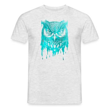 Cute Artsy Owl Wildlife Colorful Birds Nature - Men's T-Shirt - heather grey - Front - AI Model Male 178 dark (178cm)