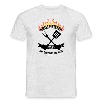 Grillmeister Ralf lustiger Spruch Vorname - Männer T-Shirt - Grau meliert - Vorne - AI Model Male 178 dark (178cm)