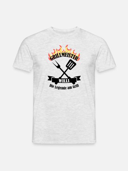 Grillmeister Willi lustiger Spruch Vorname - Männer T-Shirt - Grau meliert