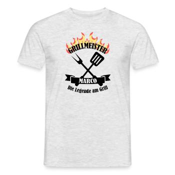Grillmeister Marco lustiger Spruch Vorname - Männer T-Shirt - Grau meliert - Vorne - AI Model Male 178 dark (178cm)