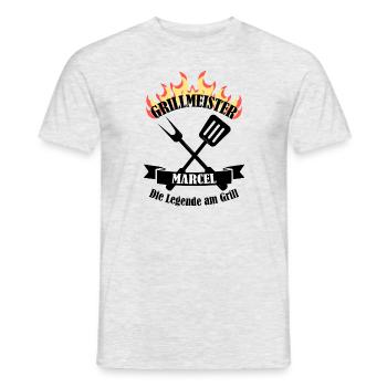 Grillmeister Marcel lustiger Spruch Vorname - Männer T-Shirt - Grau meliert - Vorne - AI Model Male 178 dark (178cm)