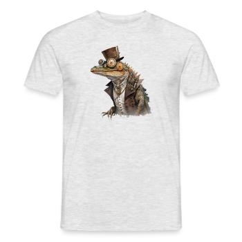 FOX0610 steampunk krokodil1 - Männer T-Shirt - Grau meliert - Vorne - AI Model Male 178 dark (178cm)