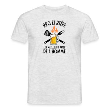 Barbecue et bière les meilleurs amis de l homme 1 - T-shirt homme - gris chiné - Devant - AI Model Male 178 dark (178cm)