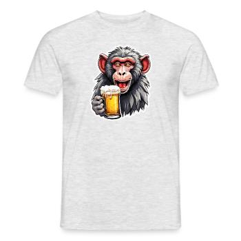 Monkey / Animal / Zoo / Babian / Wild / Comic - Men's T-Shirt - heather grey - Front - AI Model Male 178 dark (178cm)