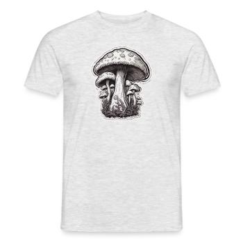 Pilz / Mushroom / Wiese / Wald / Goa / Psy - Männer T-Shirt - Grau meliert - Vorne - AI Model Male 178 dark (178cm)