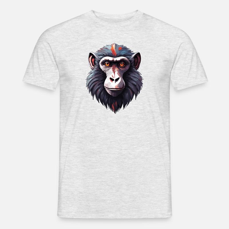 Affe / Tier / Zoo / Babian / Wild / Comic - Männer T-Shirt - Grau meliert