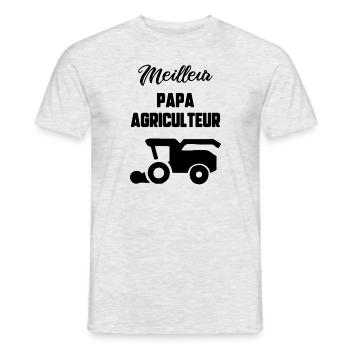 Meilleur papa agriculteur - T-shirt homme - gris chiné - Devant - AI Model Male 178 dark (178cm)