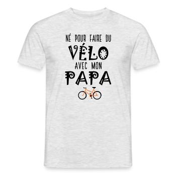 né pour faire du vélo avec papa - T-shirt homme - gris chiné - Devant - AI Model Male 178 dark (178cm)