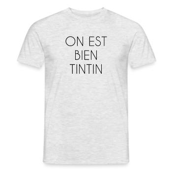 ON EST BIEN TIN TIN - T-shirt homme - gris chiné - Devant - AI Model Male 178 dark (178cm)