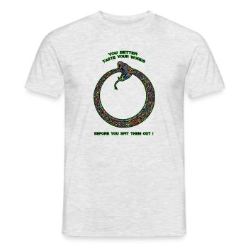 BETTER TASTE YOUR WORDS - Schlange - Männer T-Shirt - Grau meliert - Vorne - AI Model Male 178 dark (178cm)