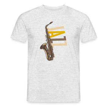 Jazz Saxophon - Männer T-Shirt - Grau meliert - Vorne - AI Model Male 178 dark (178cm)