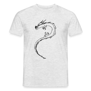 Dragon, Children, Men, Comic, Cartoon, Drawing - Men's T-Shirt - heather grey - Front - AI Model Male 178 dark (178cm)