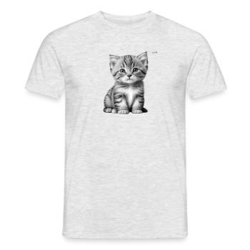 Adorable cute kitten graphic #2 - Men's T-Shirt - heather grey - Front - AI Model Male 178 dark (178cm)