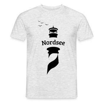 Phare de la mer du Nord - Seagulls - T-shirt homme - gris chiné - Devant - AI Model Male 178 dark (178cm)