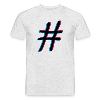 Hashtag effet 3D - T-shirt homme - gris chiné - Devant - AI Model Male 178 dark (178cm)