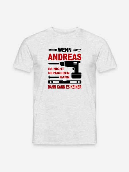 Name Geschenk Namenstag ANDREAS - Männer T-Shirt - Grau meliert