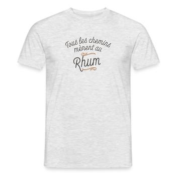 Tous les chemins menent au rhum 🥃 CADEAU HUMOUR - T-shirt homme - gris chiné - Devant - AI Model Male 178 dark (178cm)