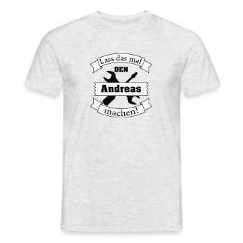 Lass das mal den Andreas machen - Männer T-Shirt - Grau meliert - Vorne - AI Model Male 178 dark (178cm)