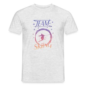 team skiing - Männer T-Shirt - Grau meliert - Vorne - AI Model Male 178 dark (178cm)