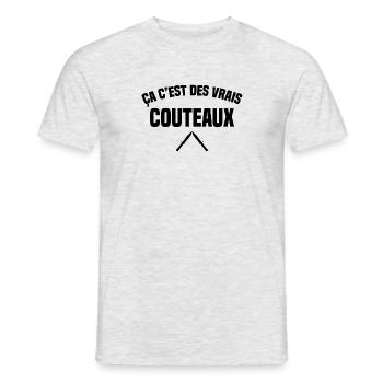 Ça c'est des vrais couteaux - T-shirt homme - gris chiné - Devant - AI Model Male 178 dark (178cm)