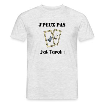J'peux pas J'ai tarot - Ecriture Noir - T-shirt homme - gris chiné - Devant - AI Model Male 178 dark (178cm)