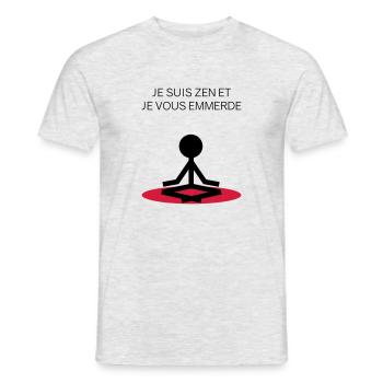 je suis zen et je vous emmerde - T-shirt homme - gris chiné - Devant - AI Model Male 178 dark (178cm)