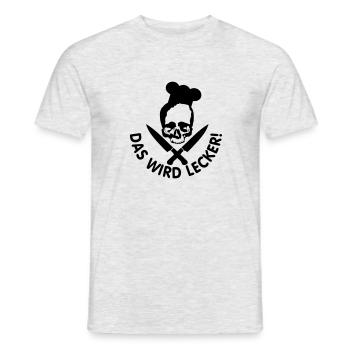 lecker kochen / kochen / lecker / skull - Männer T-Shirt - Grau meliert - Vorne - AI Model Male 178 dark (178cm)