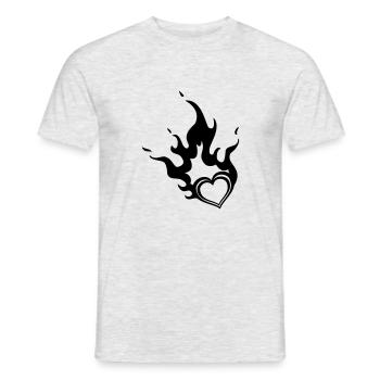 burning heart - Men's T-Shirt - heather grey - Front - AI Model Male 178 dark (178cm)