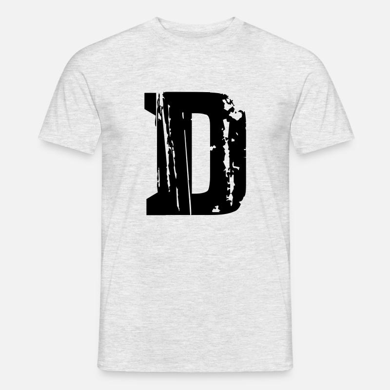 D - Buchstabe - Männer T-Shirt - Grau meliert