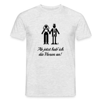 Ab Jetzt Hab' Ich Die Hosen An! (JGA Braut Lustig) - Männer T-Shirt - Grau meliert - Vorne - AI Model Male 178 dark (178cm)