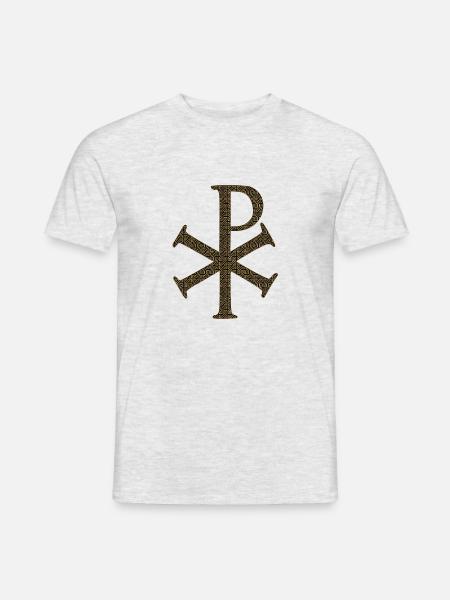 Symbol Anfang Ende Alpha Omega Gott Christian - Männer T-Shirt - Grau meliert