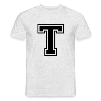 Letter T Football Team | baseball| university basketball - Men's T-Shirt - heather grey - Front - AI Model Male 178 dark (178cm)