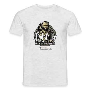 Holzfäller mit Beil und Seele - Männer T-Shirt - Grau meliert - Vorne - AI Model Male 178 dark (178cm)