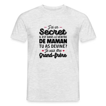 je vais être grand frère / futur grand-frère - T-shirt homme - gris chiné - Devant - AI Model Male 178 dark (178cm)