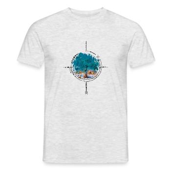 Compass with tree reflection - watercolor version - Men's T-Shirt - heather grey - Front - AI Model Male 178 dark (178cm)