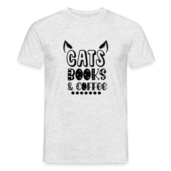 Cats Books Coffee - Männer T-Shirt - Grau meliert - Vorne - AI Model Male 178 dark (178cm)