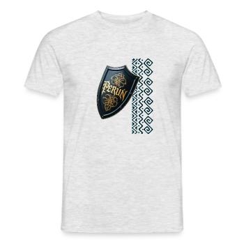 Perún - der Gott des Sturms - Männer T-Shirt - Grau meliert - Vorne - AI Model Male 178 dark (178cm)
