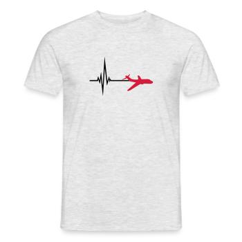 logo pulse frequency heartbeat line airplane airpl - Men's T-Shirt - heather grey - Front - AI Model Male 178 dark (178cm)