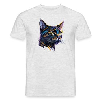 Klassische Splash Art Bengalkatze - Männer T-Shirt - Grau meliert - Vorne - AI Model Male 178 dark (178cm)